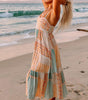 Robe Boho Patchwork Décolleté Carré pour Femmes