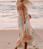 Robe Boho Patchwork Col Carré pour Femmes