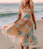 Robe Boho Patchwork Col Carré pour Femmes