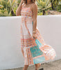 Robe Boho Patchwork Col Carré pour Femmes