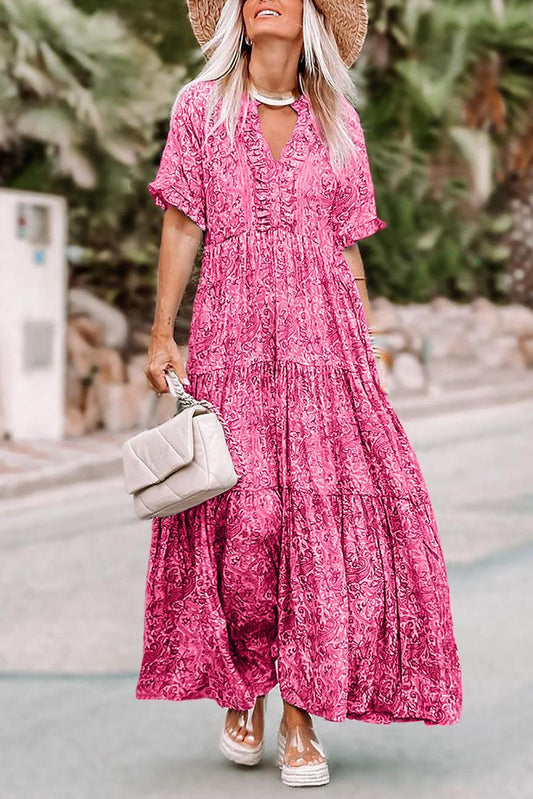 Robe Maxi Boho à Volants pour Femmes