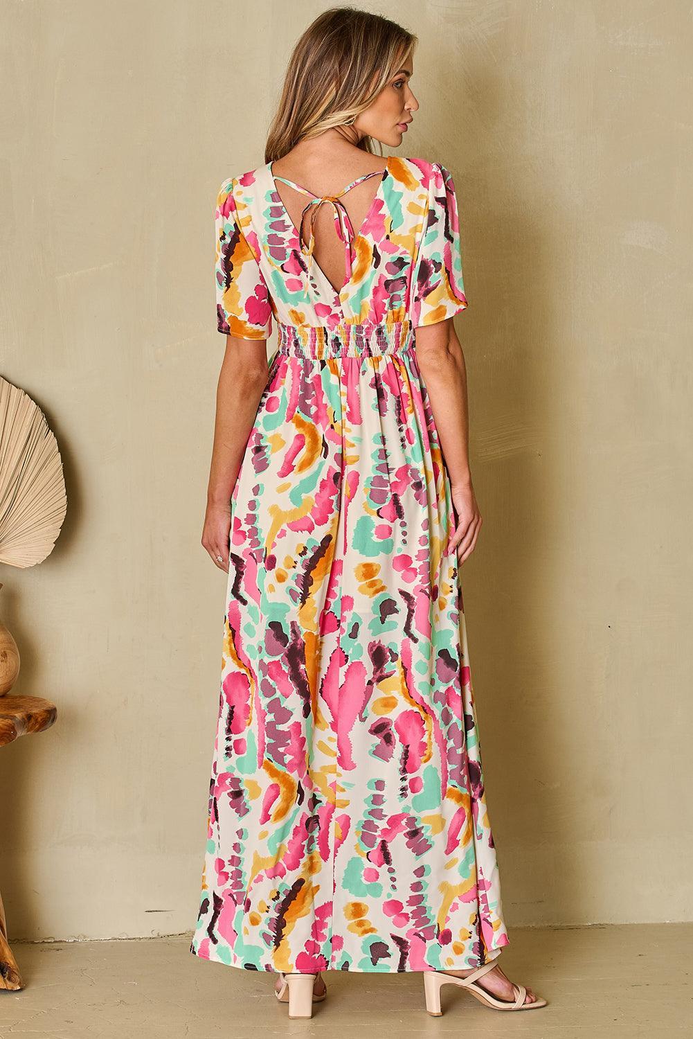 Robe Maxi Tie-Dye Décolleté V pour Femmes