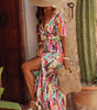 Robe Maxi Tie-Dye Décolleté V pour Femmes