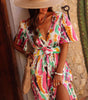 Robe Maxi Tie-Dye Décolleté V pour Femmes