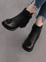 Bottes à Talon Moyen en Cuir avec Motifs Floraux pour Femme - Emilia Lane