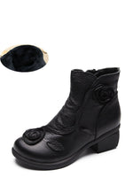 Bottes à Talon Moyen en Cuir avec Motifs Floraux pour Femme - Emilia Lane