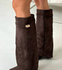 Botte Haute à Revers en Daim pour Femme