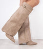 Botte Haute à Revers en Daim pour Femme