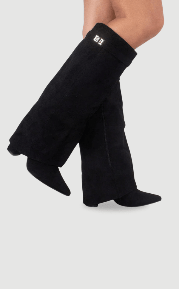 Botte Haute à Revers en Daim pour Femme