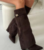 Botte Haute à Revers en Daim pour Femme