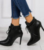 Bottine Talon Aiguille et Bout Pointu en Simili Cuir pour Femme