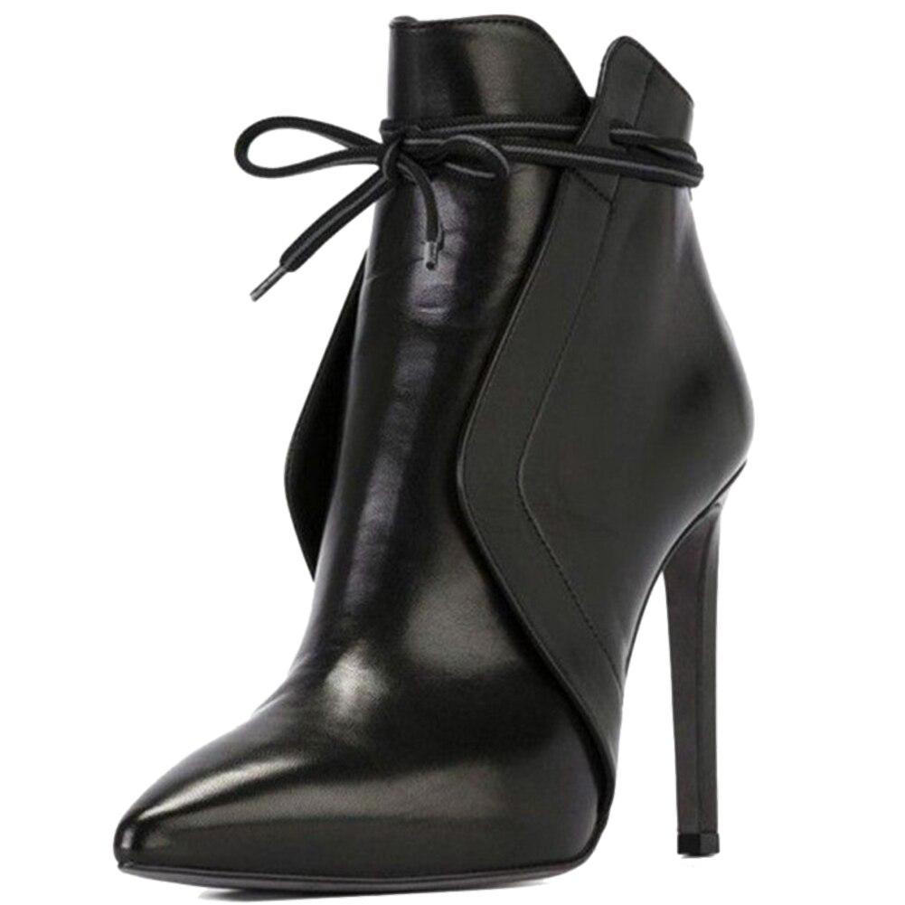 Bottine Talon Aiguille et Bout Pointu en Simili Cuir pour Femme