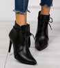 Bottine Talon Aiguille et Bout Pointu en Simili Cuir pour Femme