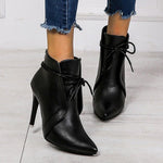 Bottine Talon Aiguille et Bout Pointu en Simili Cuir pour Femme