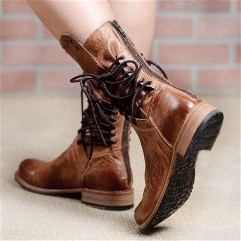 Bottine à Lacets et Talon en Similicuir pour Femme