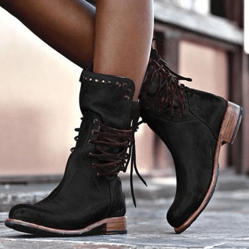 Bottines en Cuir à Lacets Élégantes pour Femmes