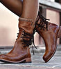 Bottine à Lacets et Talon en Similicuir pour Femme