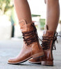Bottine à Lacets et Talon en Similicuir pour Femme