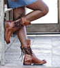 Bottine à Lacets et Talon en Similicuir pour Femme