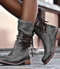Bottine à Lacets et Talon en Similicuir pour Femme