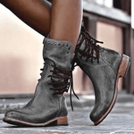 Bottine à Lacets et Talon en Similicuir pour Femme