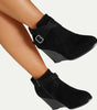 Bottine Compensée en Simili Cuir pour Femme