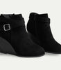 Bottine Compensée en Simili Cuir pour Femme