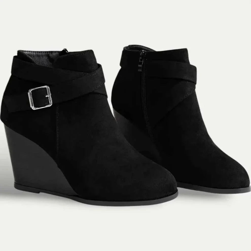 Bottine Compensée en Simili Cuir pour Femme