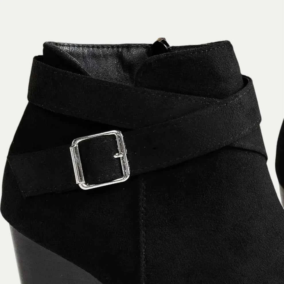 Bottine Compensée en Simili Cuir pour Femme