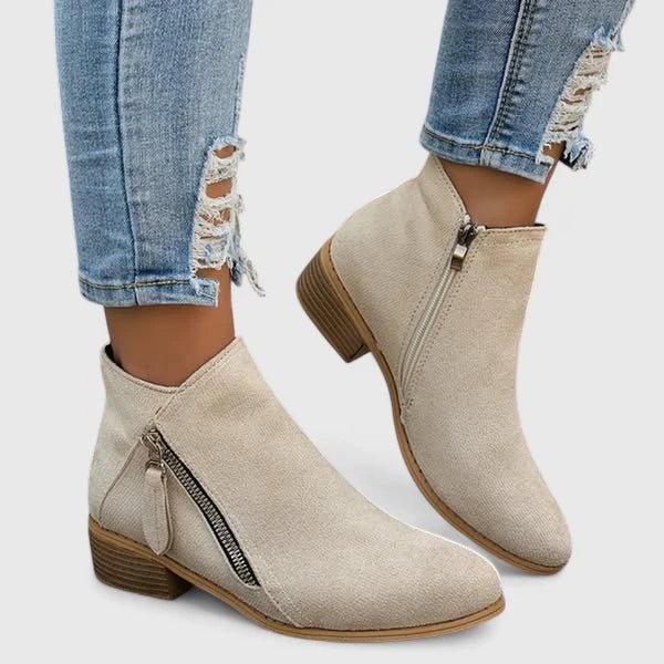 Bottine à Talon en Simili Cuir pour Femme