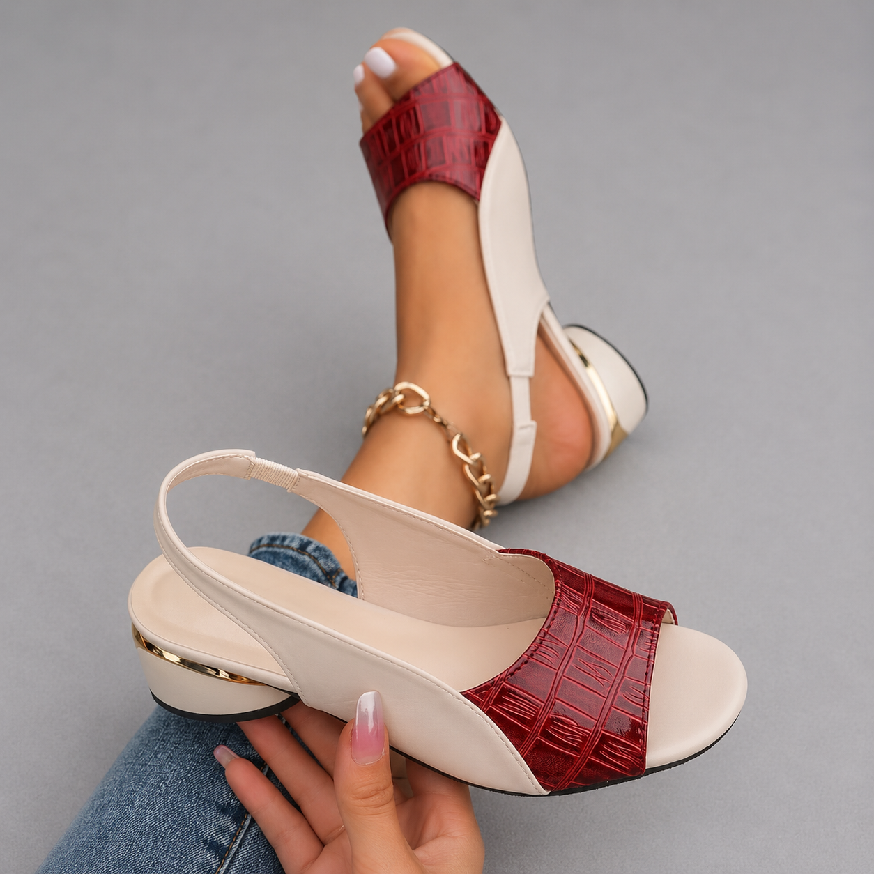 Sandales à Talons Moyen en Cuir pour Femmes | Idéales pour l'Été
