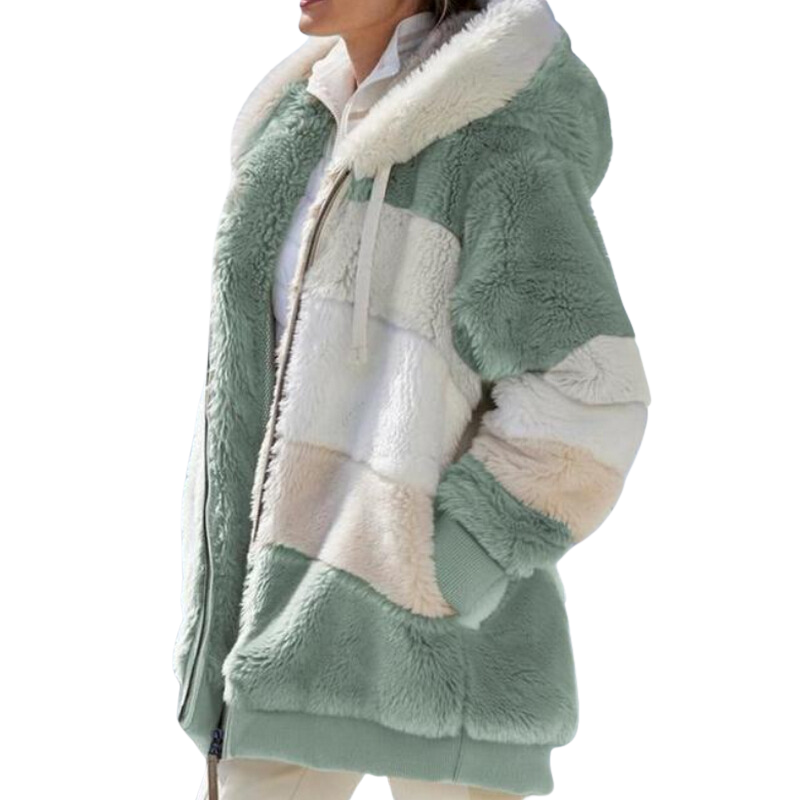 Veste en Fourrure Synthétique à Capuche pour Femmes