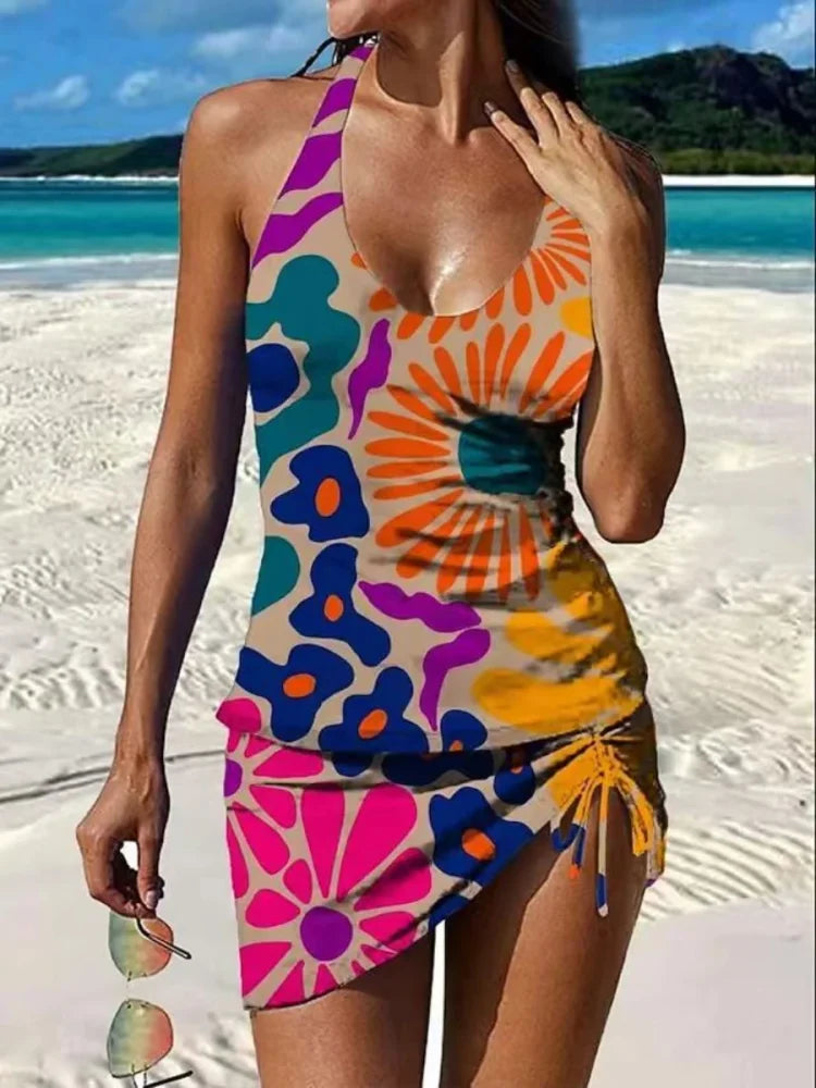 Tankini Graphique Imprimé et Short pour Femme