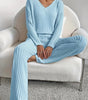 V-Neck Relaxation Knit Lounge Set for Women