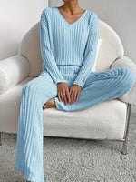 V-Neck Relaxation Knit Lounge Set for Women