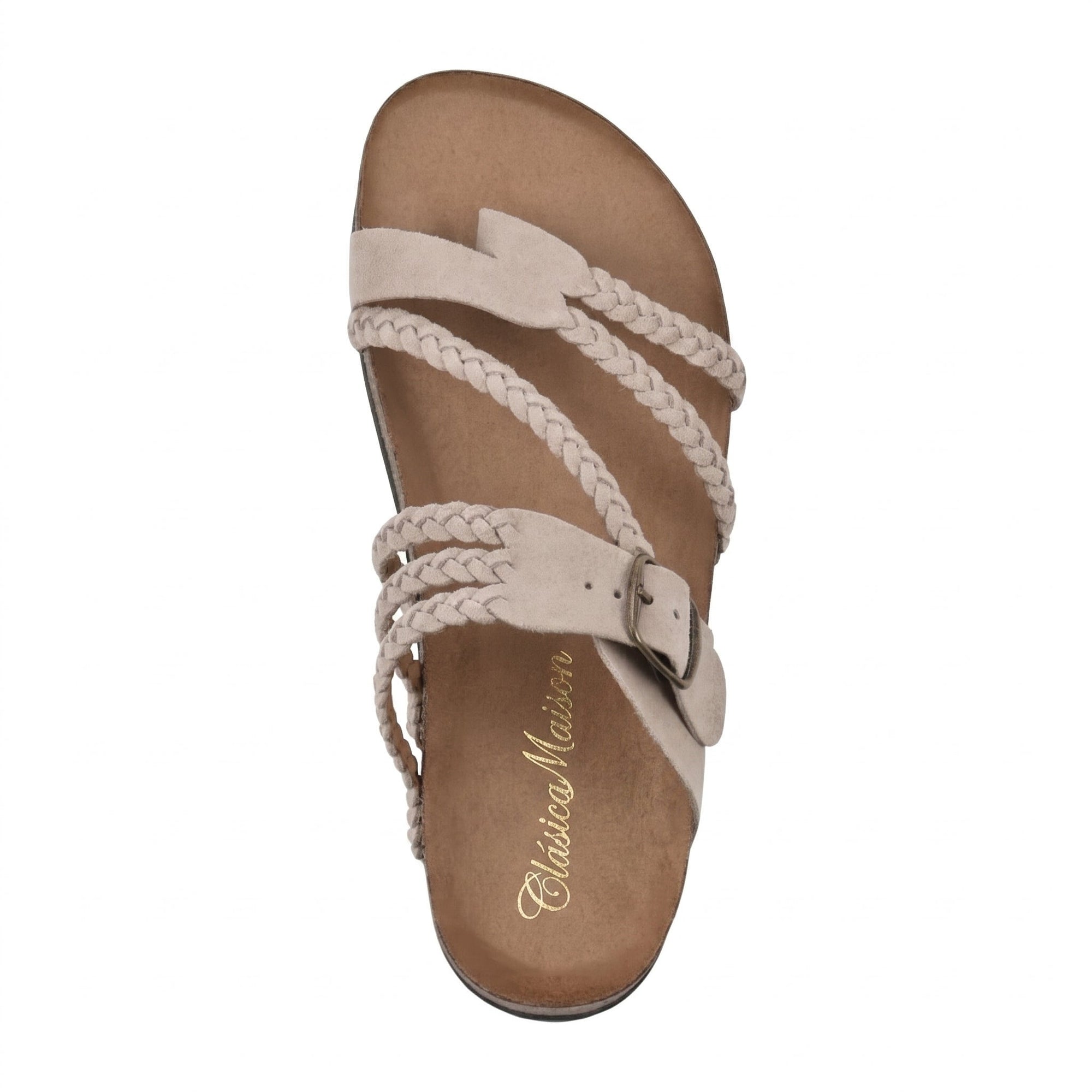 Sandales Plates Tressées à Boucle Ajustable pour Femme