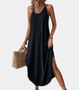 Robe Cami Décolleté en V avec Fente Latérale pour Femmes