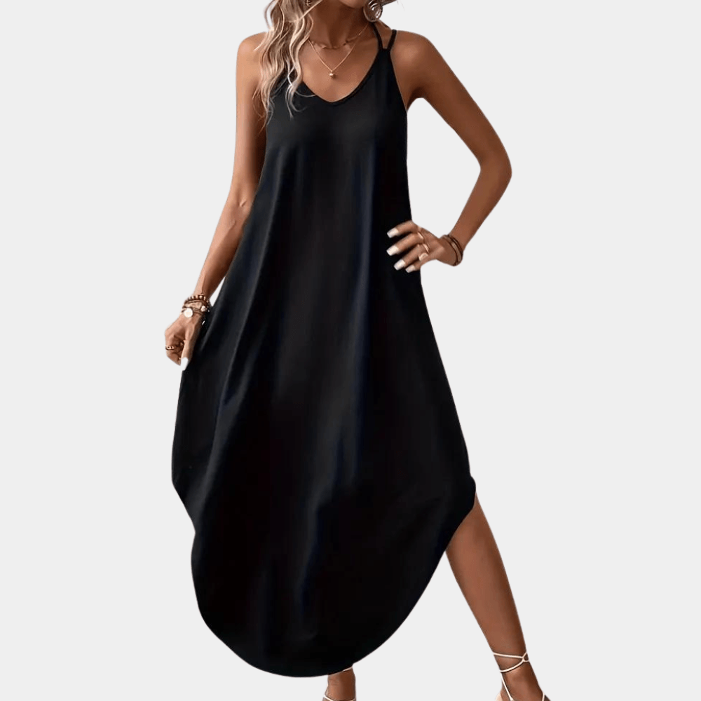 Robe Cami Décolleté en V avec Fente Latérale pour Femmes