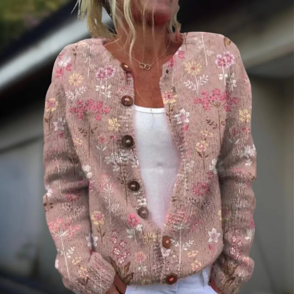 Cardigan en laine et coton à imprimé pour femmes - Emilia Lane