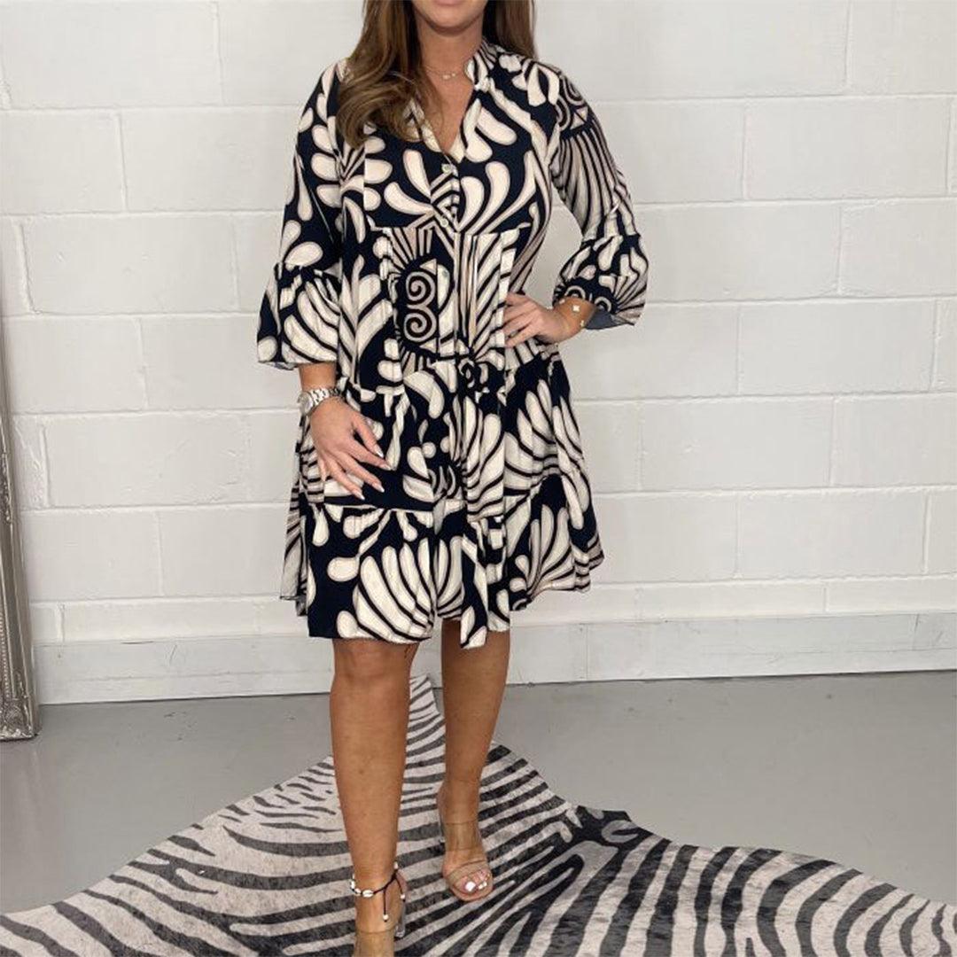 Robe Décontractée à Motif Géométrique pour Femmes