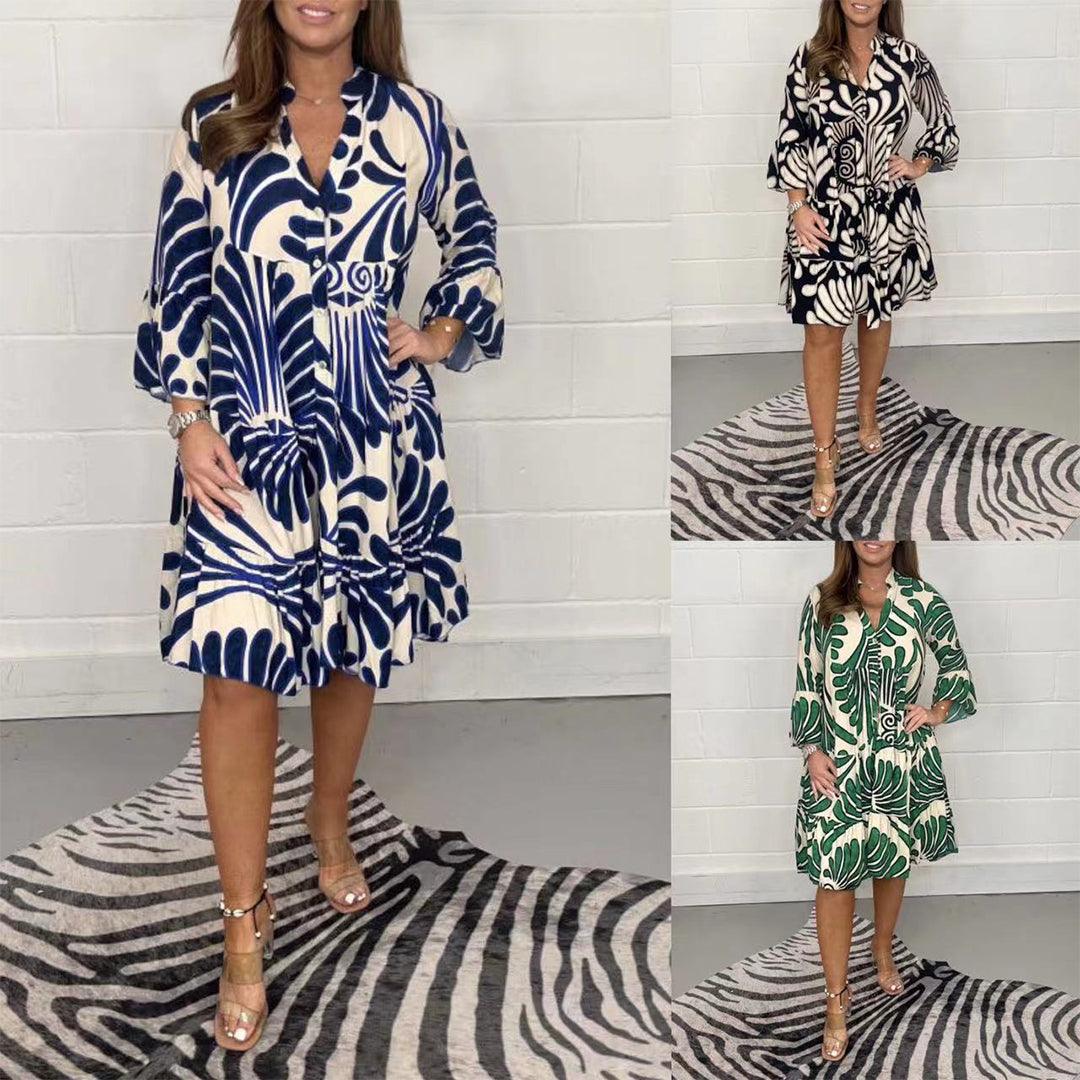 Robe Décontractée à Motif Géométrique pour Femmes
