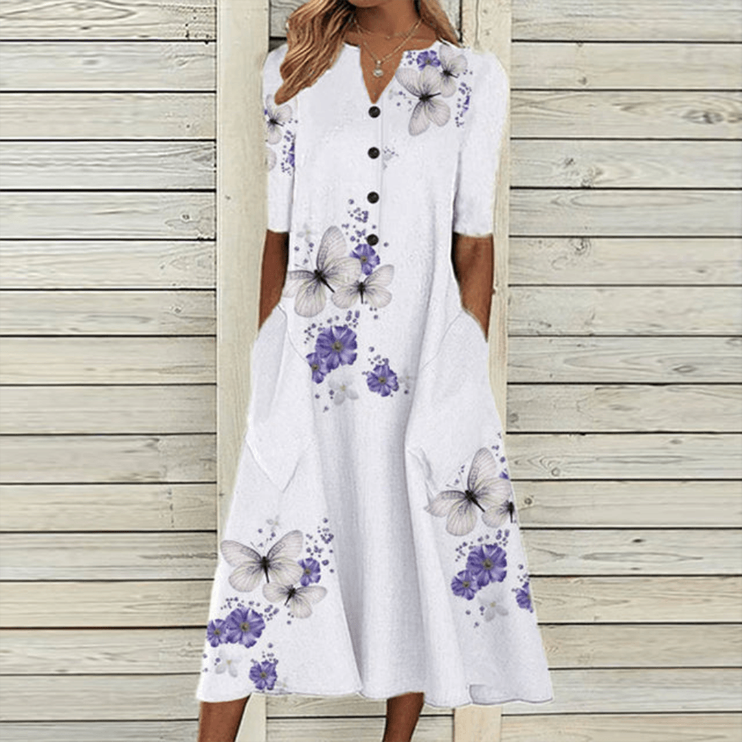 Robe Décontractée Imprimé Papillon pour Femmes