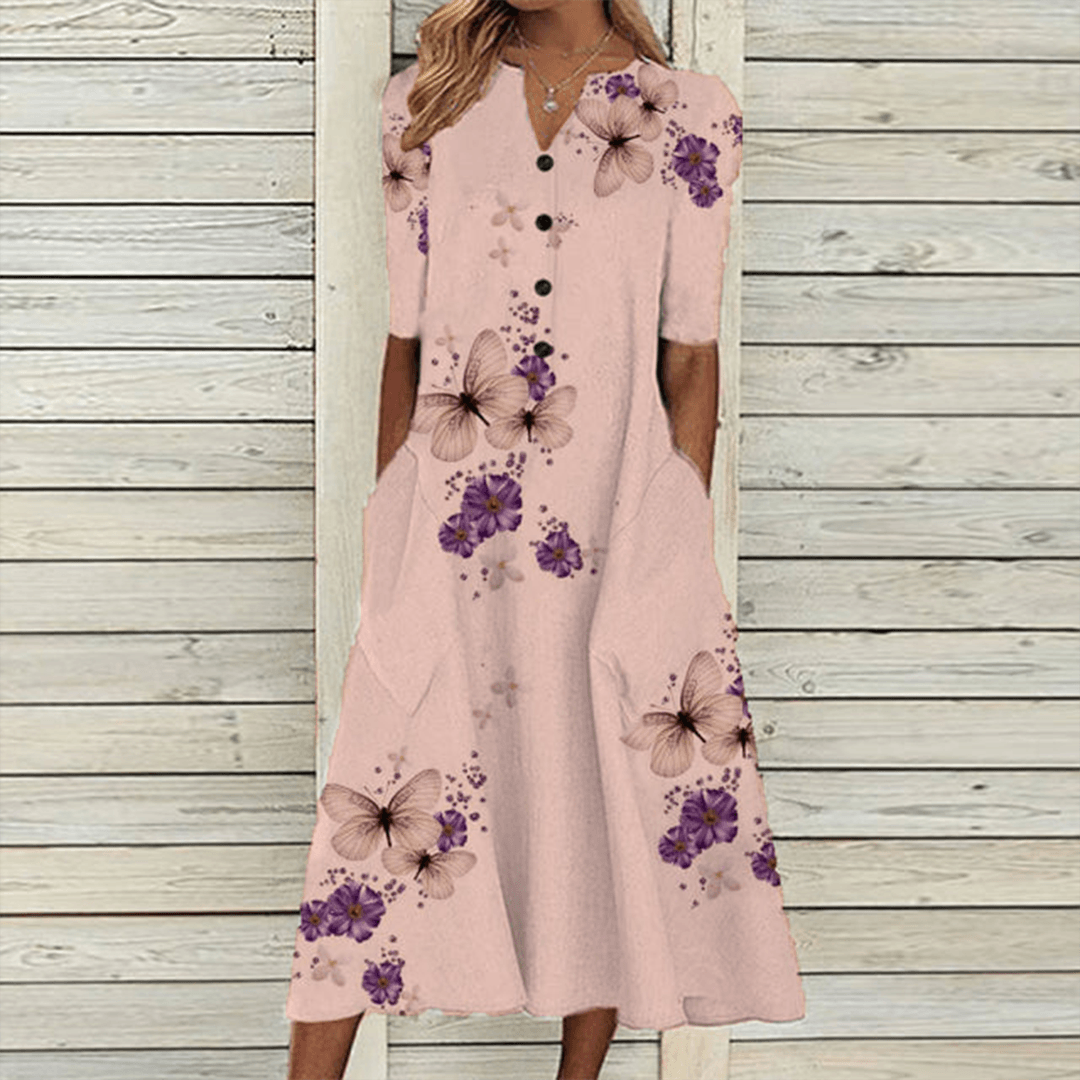 Robe Décontractée Imprimé Papillon pour Femmes