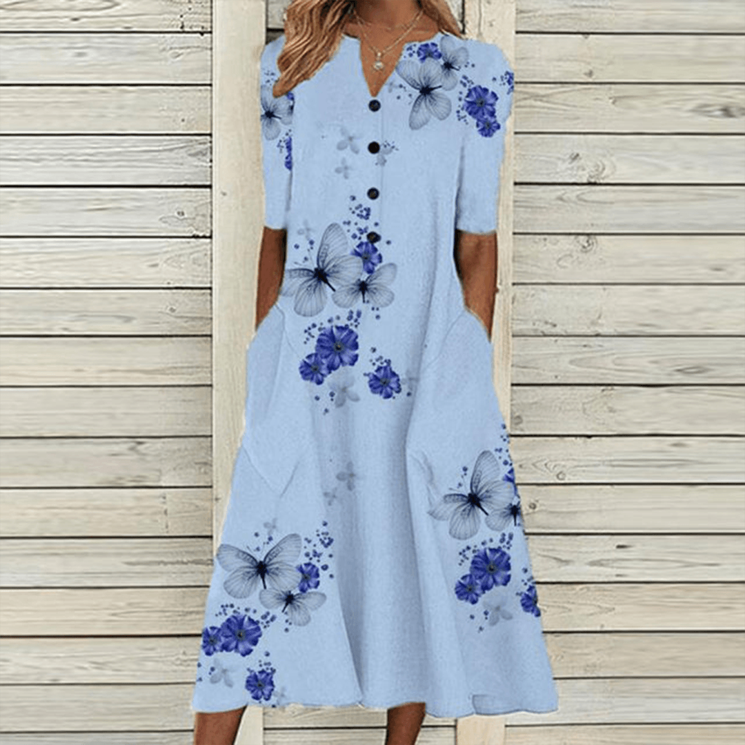 Robe Décontractée Imprimé Papillon pour Femmes