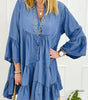 Robe légèrement Volante avec Manches 3/4 en V pour Femmes