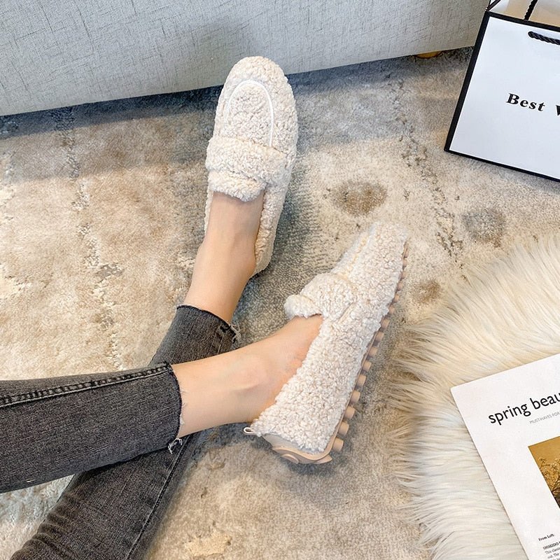 Mocassin Confort Fourré en Peluche pour Femme