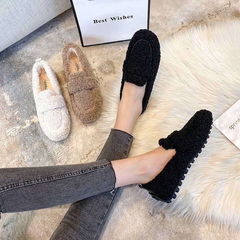 Chaussures Plates en Laine Peluche pour Femmes - Emilia Lane