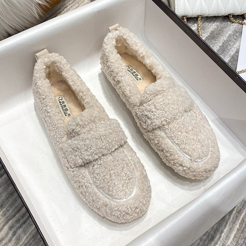 Mocassin Confort Fourré en Peluche pour Femme