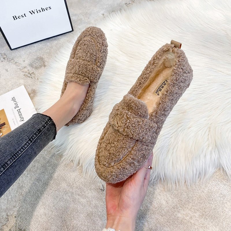 Mocassin Confort Fourré en Peluche pour Femme