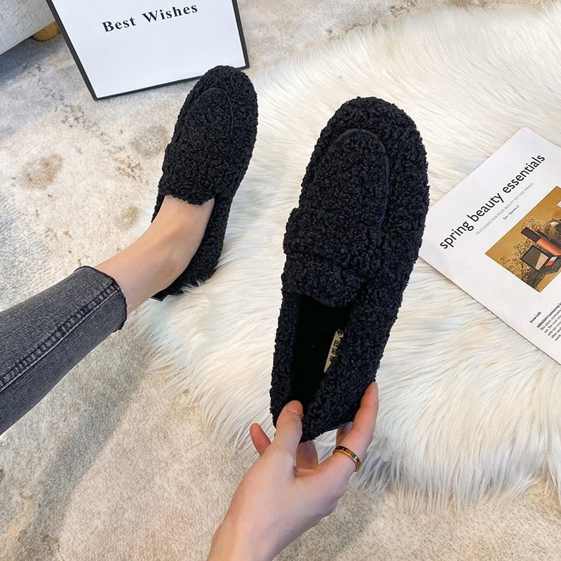 Mocassin Confort Fourré en Peluche pour Femme
